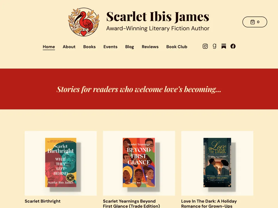 Scarlet Ibis James's author website